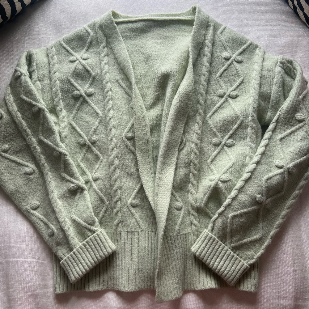 Mint Green Cable Knit Sweater